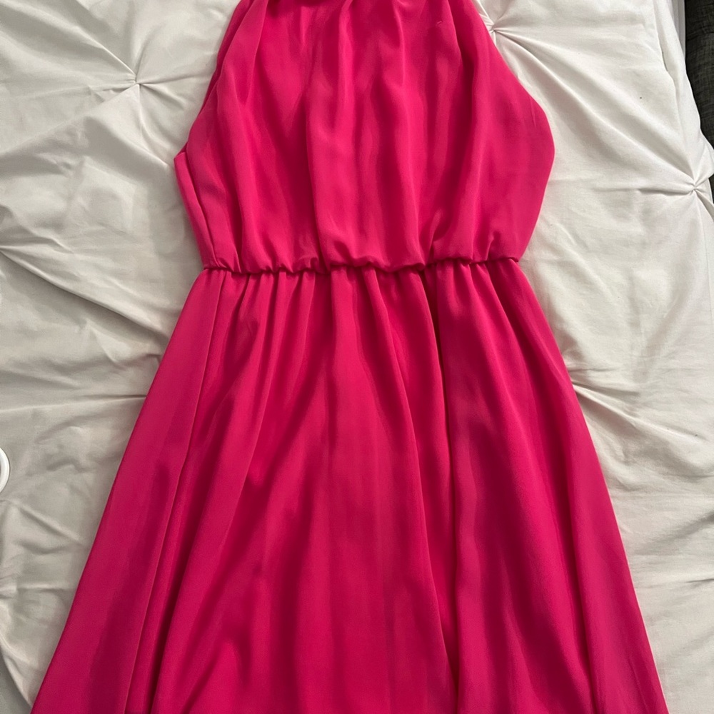 Hot Pink Halter Dress